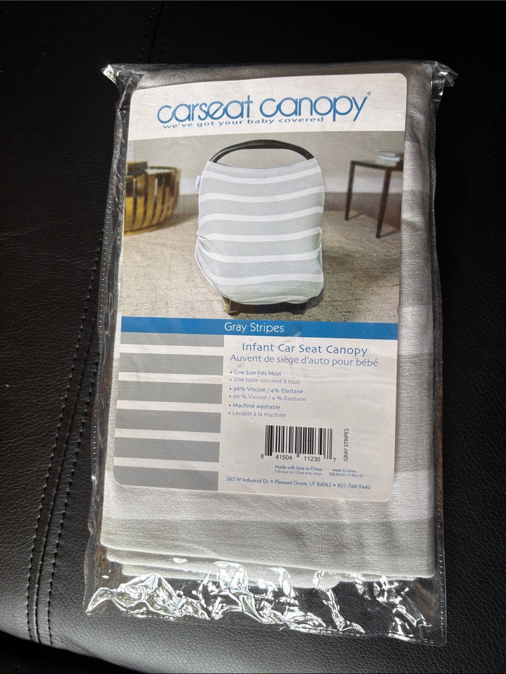 Carseat Canopy Gray Stripes Infant Car Seat Cover